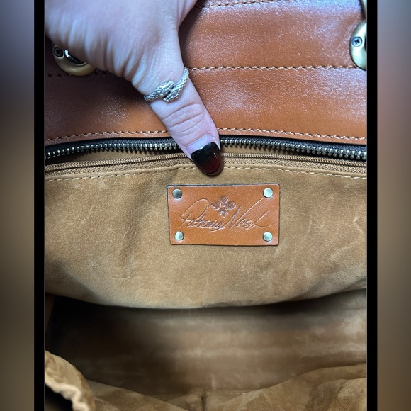 Patricia Nash Zancona Leather Botanical Garden Print Bamboo Handel Tote Bag NWOT - Picture 7 of 11